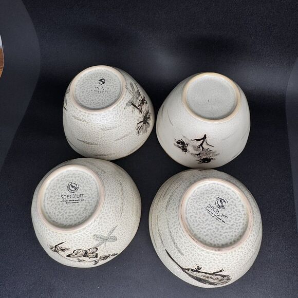 4 Spectrum Bowl Soup Cereal Bird Butterfly Dragonfly Bee Earth Tone 2015 5.25“ - Picture 8 of 11